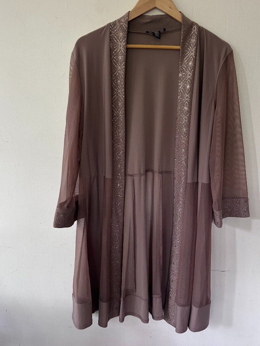 R&M Richards Whimsigoth Cardigan Womens 14 Gray Purple Gold Open Romantic Fairy